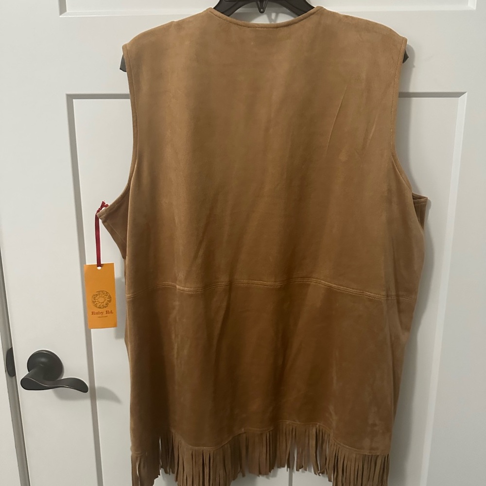Ruby Rd. Brown Fringe Vest - Picture 2 of 5